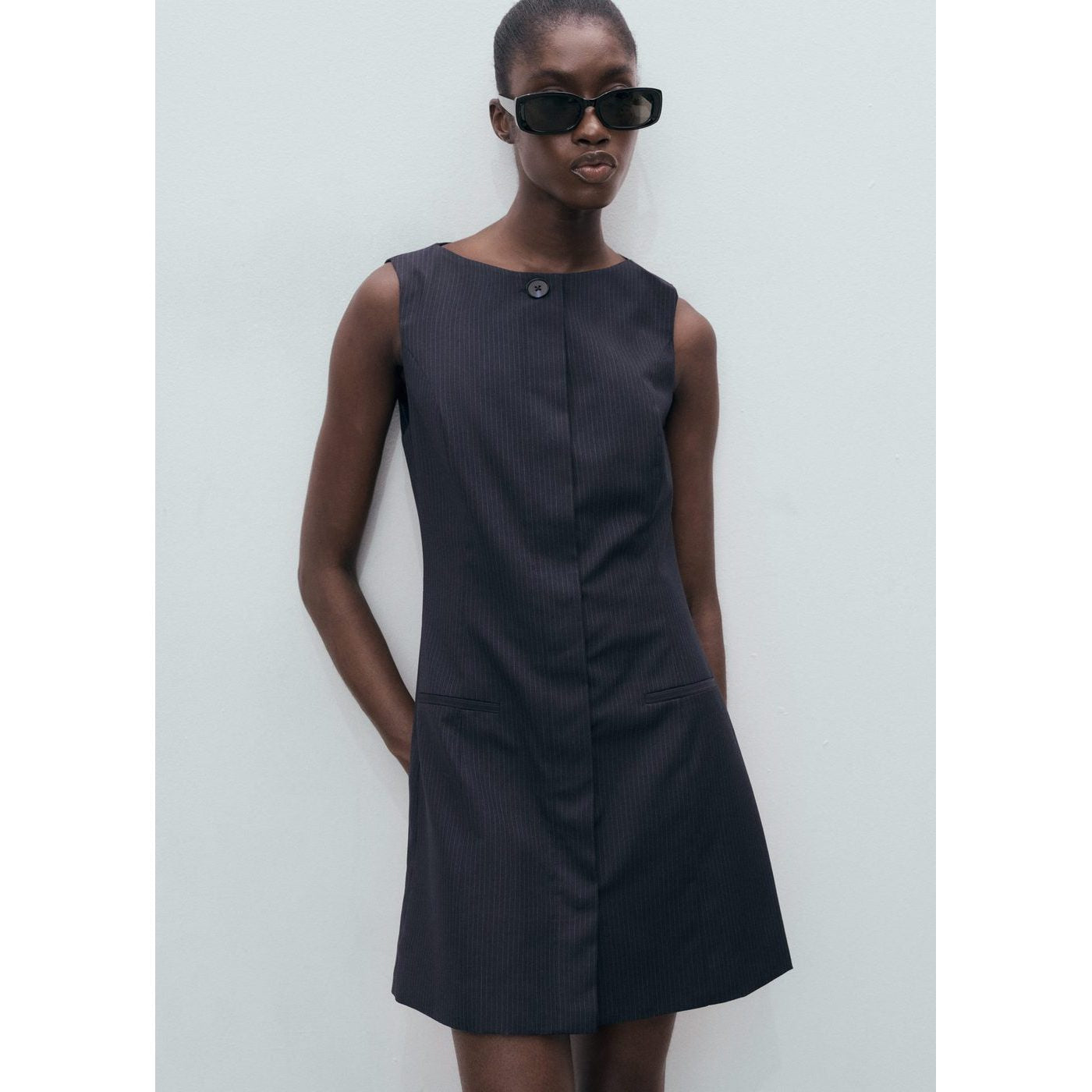 Robe À Rayures Tennis Avec Boutons Dissimulés