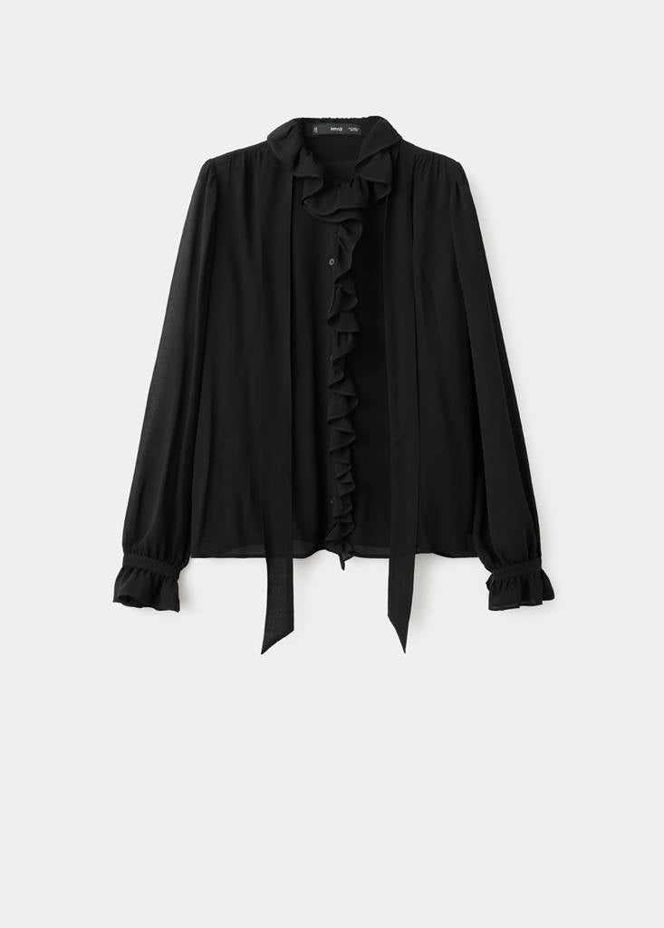 Rüschenbluse Mit Schalkragen