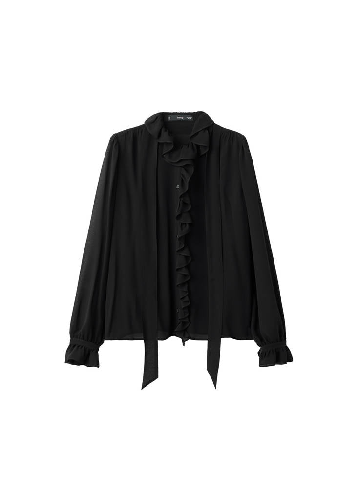 Rüschenbluse Mit Schalkragen