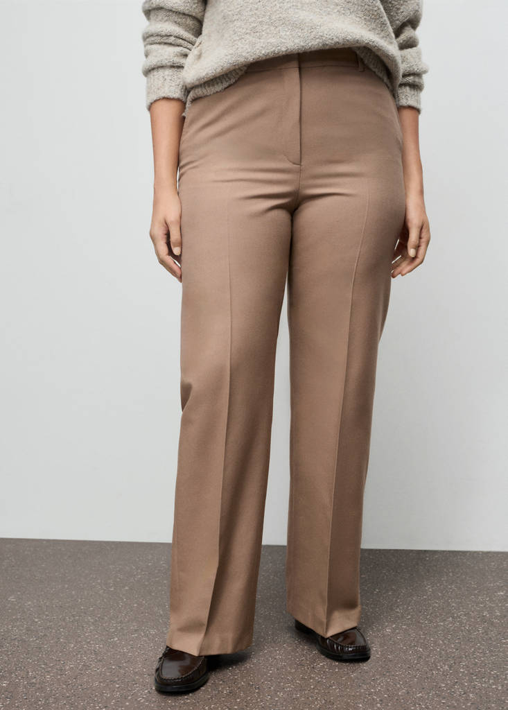 Pantaloni da completo dritti in lana mista