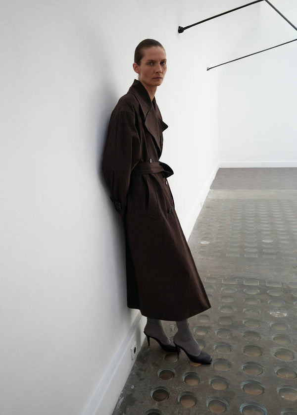 Lange trenchcoat van scheerwol