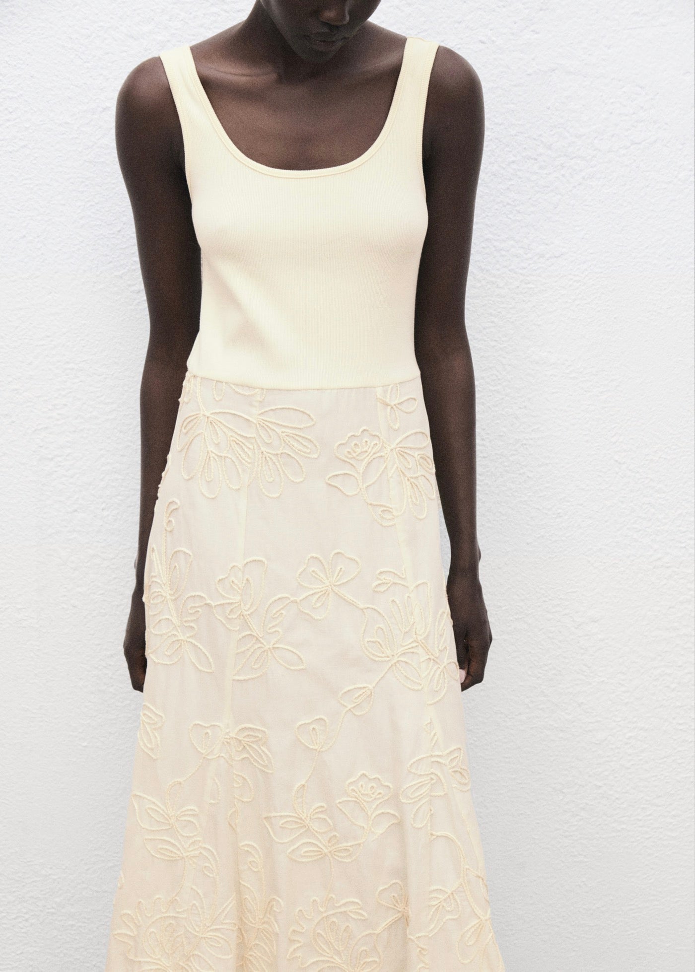 Robe Combinée Broderie À Fleurs