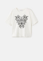 T-Shirt Coton Broderie À Fleurs