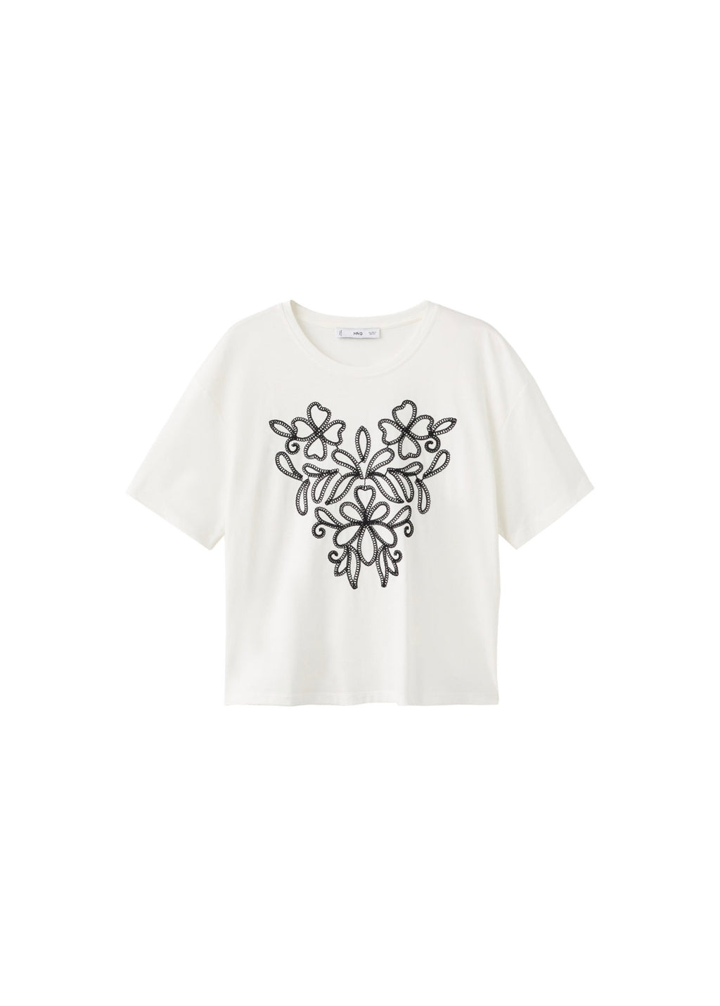 T-Shirt Coton Broderie À Fleurs