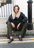 Leder-Loafer Mit Stegdetail
