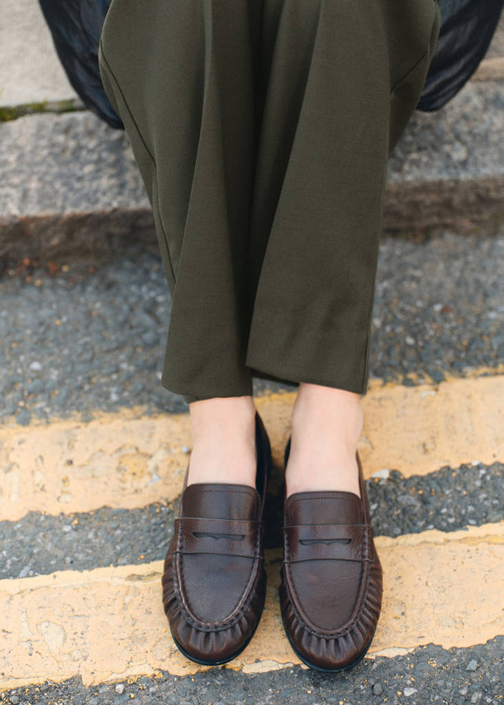 Leder-Loafer Mit Stegdetail