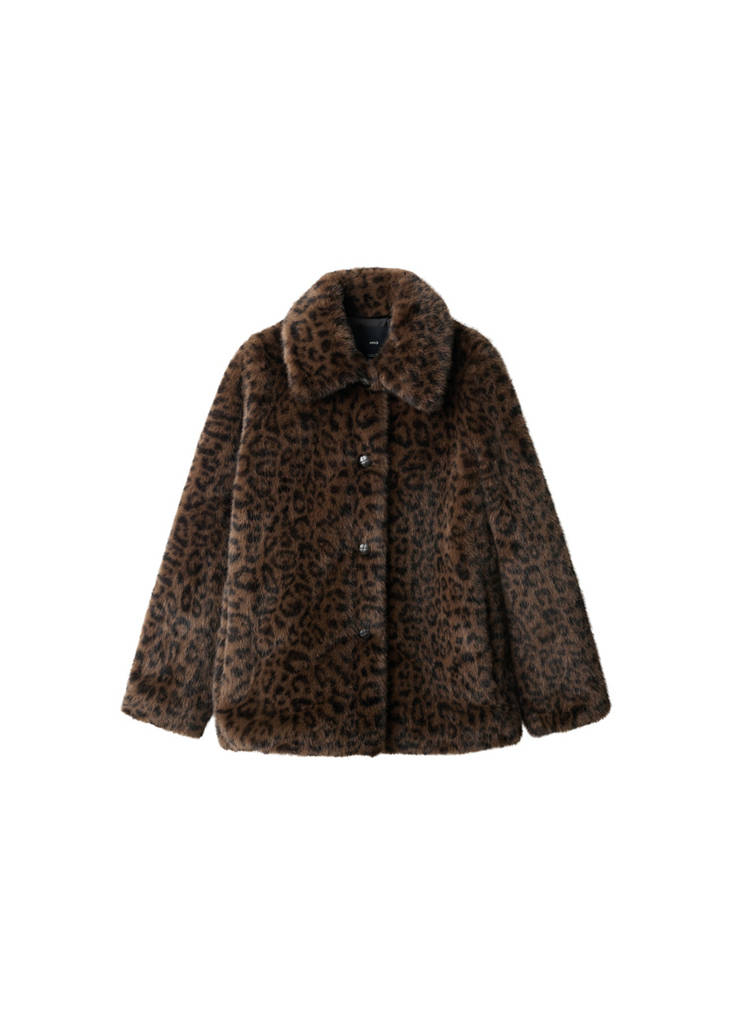 Cappotto in Pelliccia Sintetica Leopardata