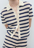 Cardigan Rayures Manches Courtes