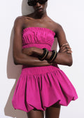 Robe Courte Froncée Ballon