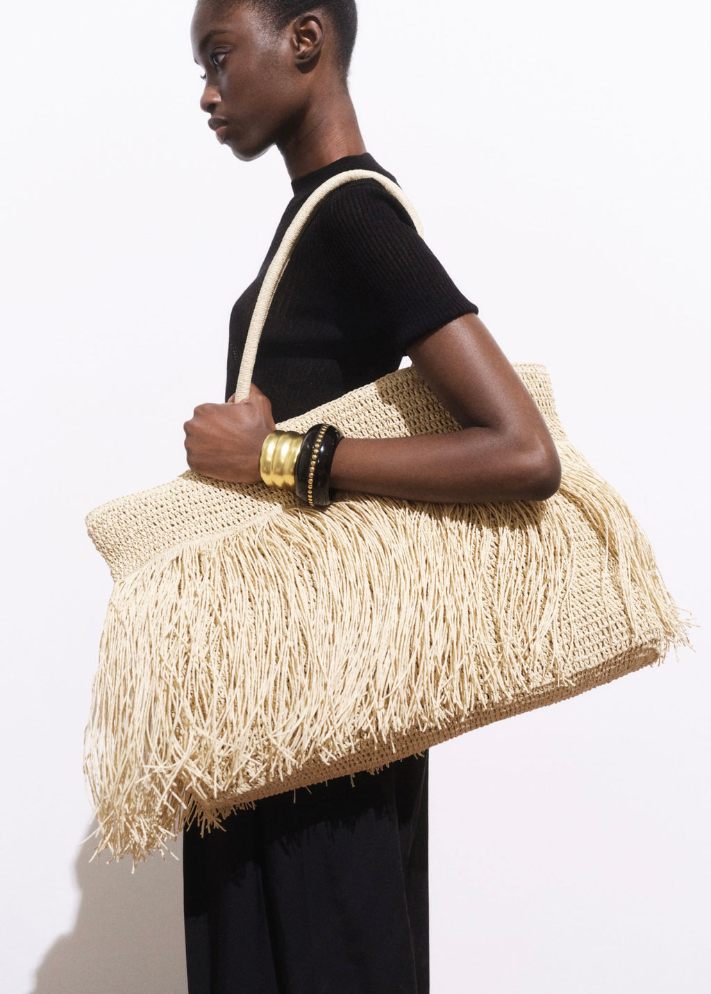 Sac Cabas Fibre Naturelle À Franges