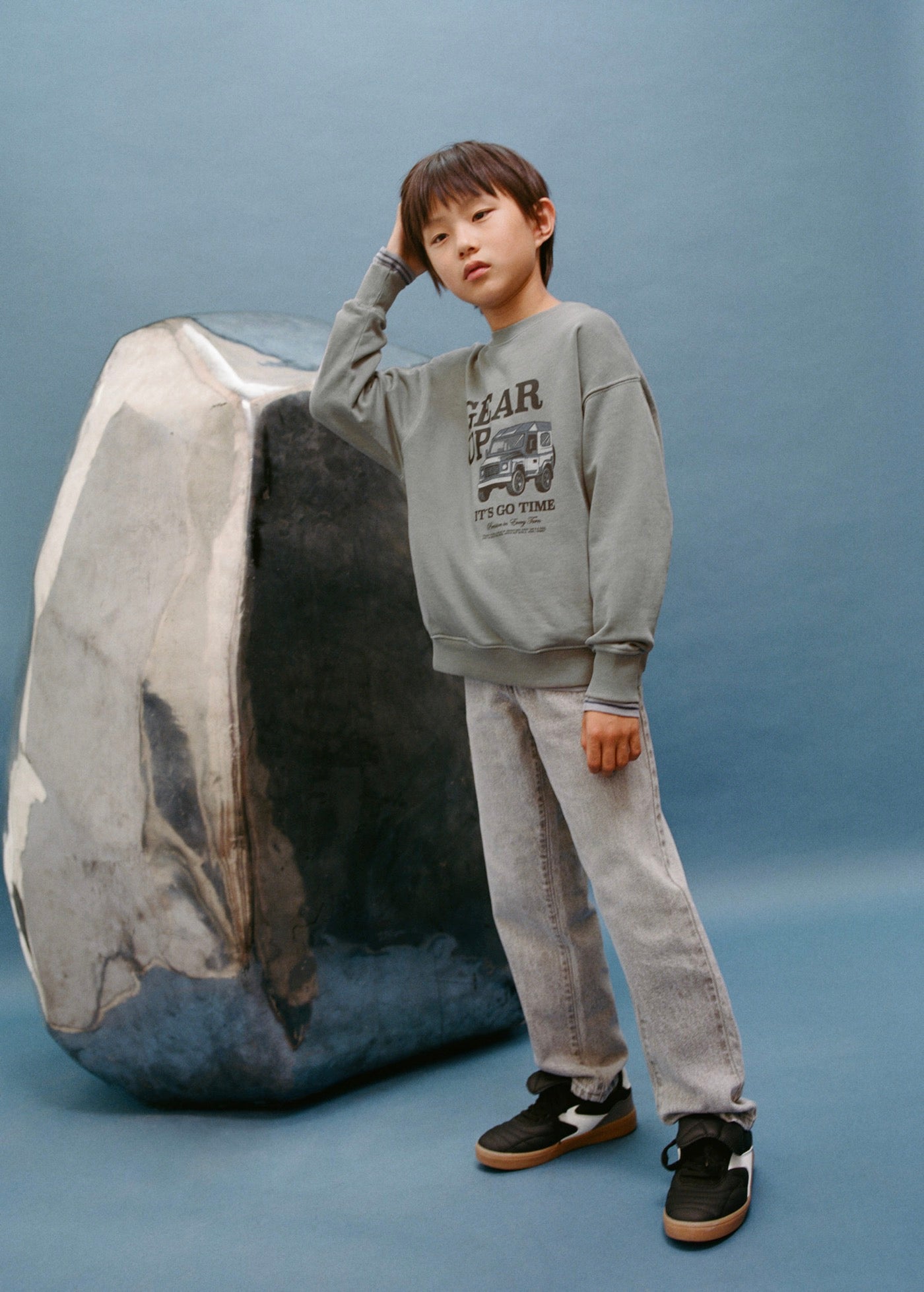 Jean Dad Gris Denim - Garçon