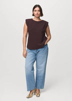 Bluse mit gerafften Schulterpolstern