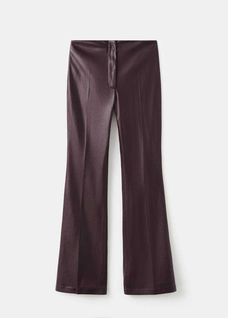 Pantalón Flare De Piel Sintética