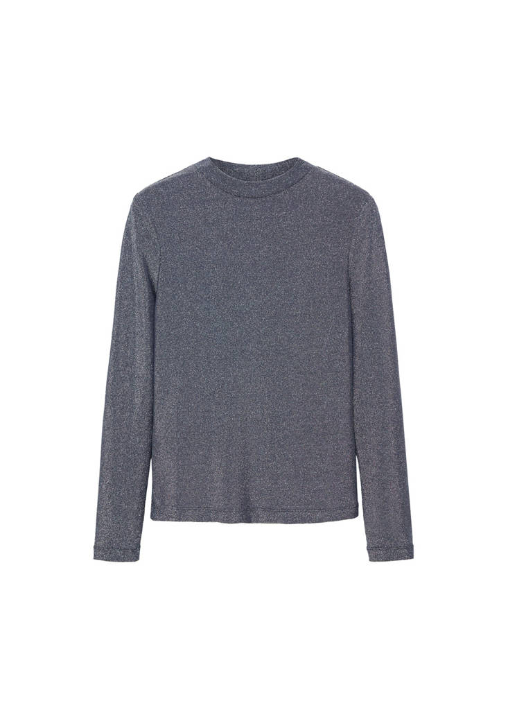 T-shirt in lurex con collo alto