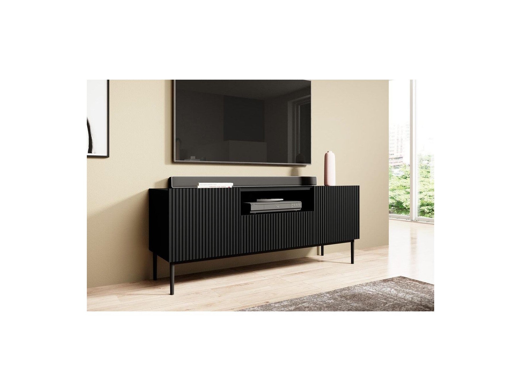 Kasha - Meuble Tv Avec Niche - Pieds Noir