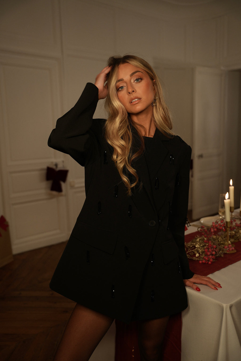 Loana Negro - Blazer con cuentas premium