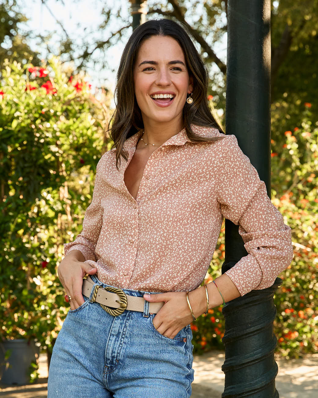 Long-Sleeved Blouse - Nude
