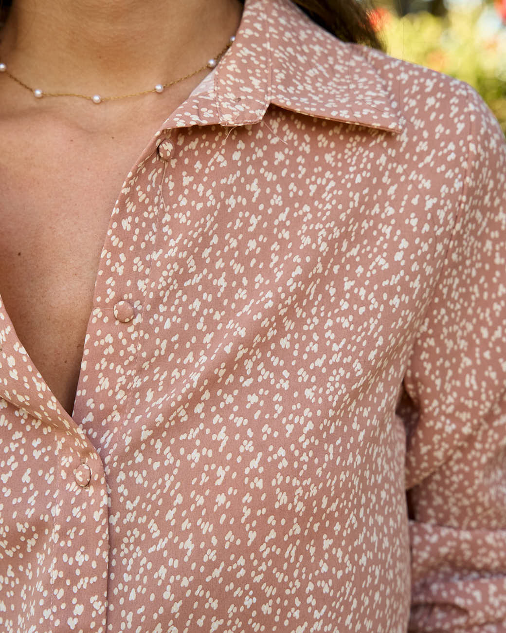 Long-Sleeved Blouse - Nude