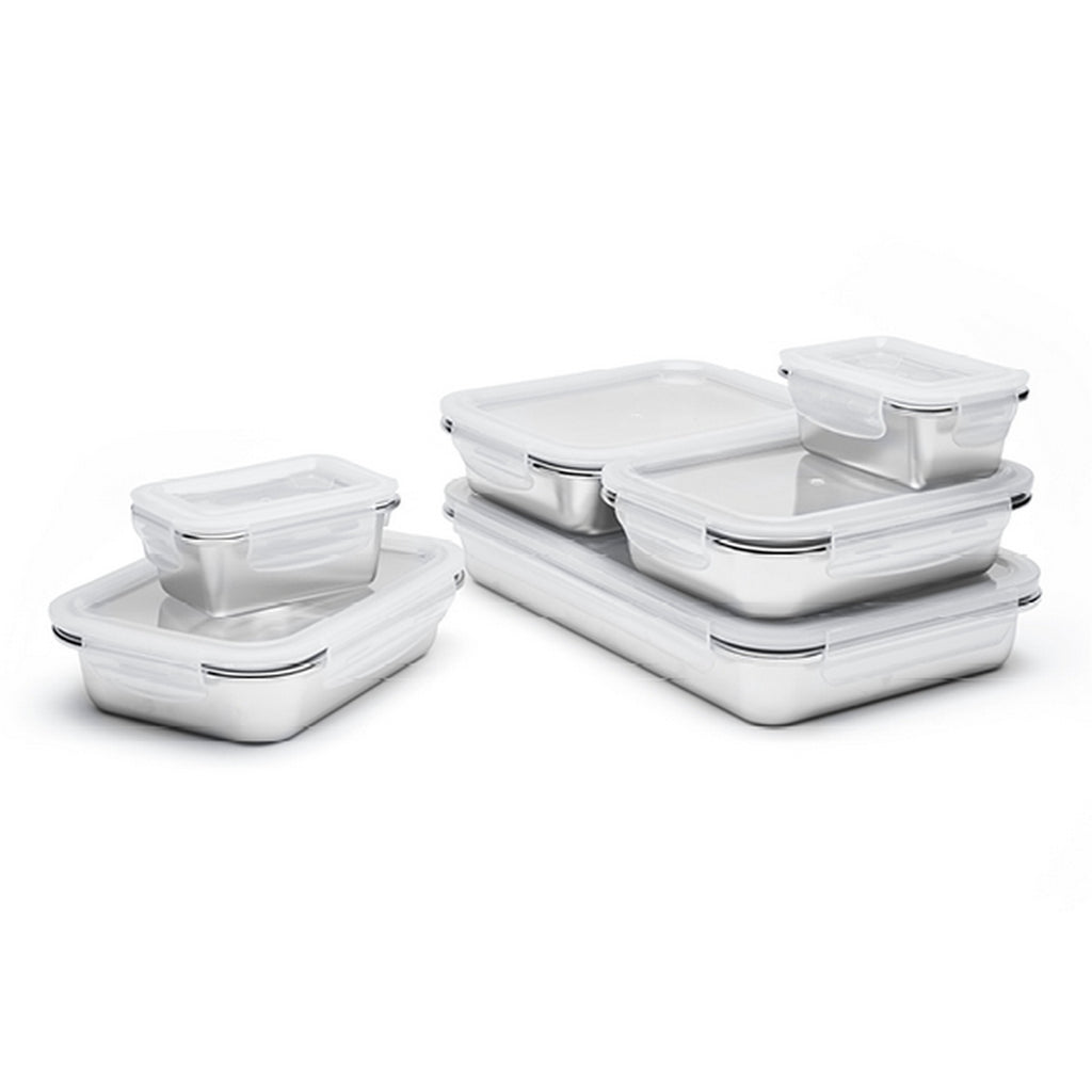 Set De 6 Boîtes De Conservation Avec Couvercle - Argenté