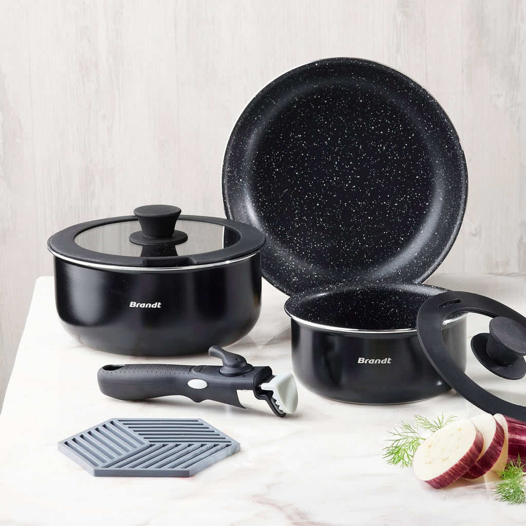 Set Van 3 Kookpannen Met Afneembare Handgreep - Zwart