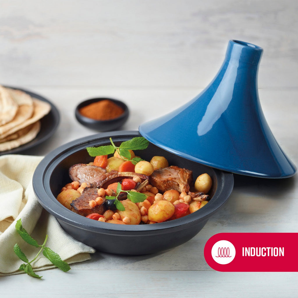 Tajine in ghisa d’acciaio con coperchio in ceramica - blu