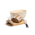 Bread Bin With Bamboo Lid - Cream/Wood