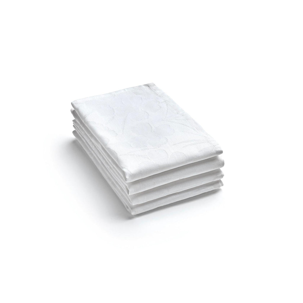 Set De 4 Serviettes Tissé Jacquard Fleurette - Blanc