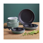 Stackable Cookware Set With Removable Handle 10 Pieces - Pastel Green