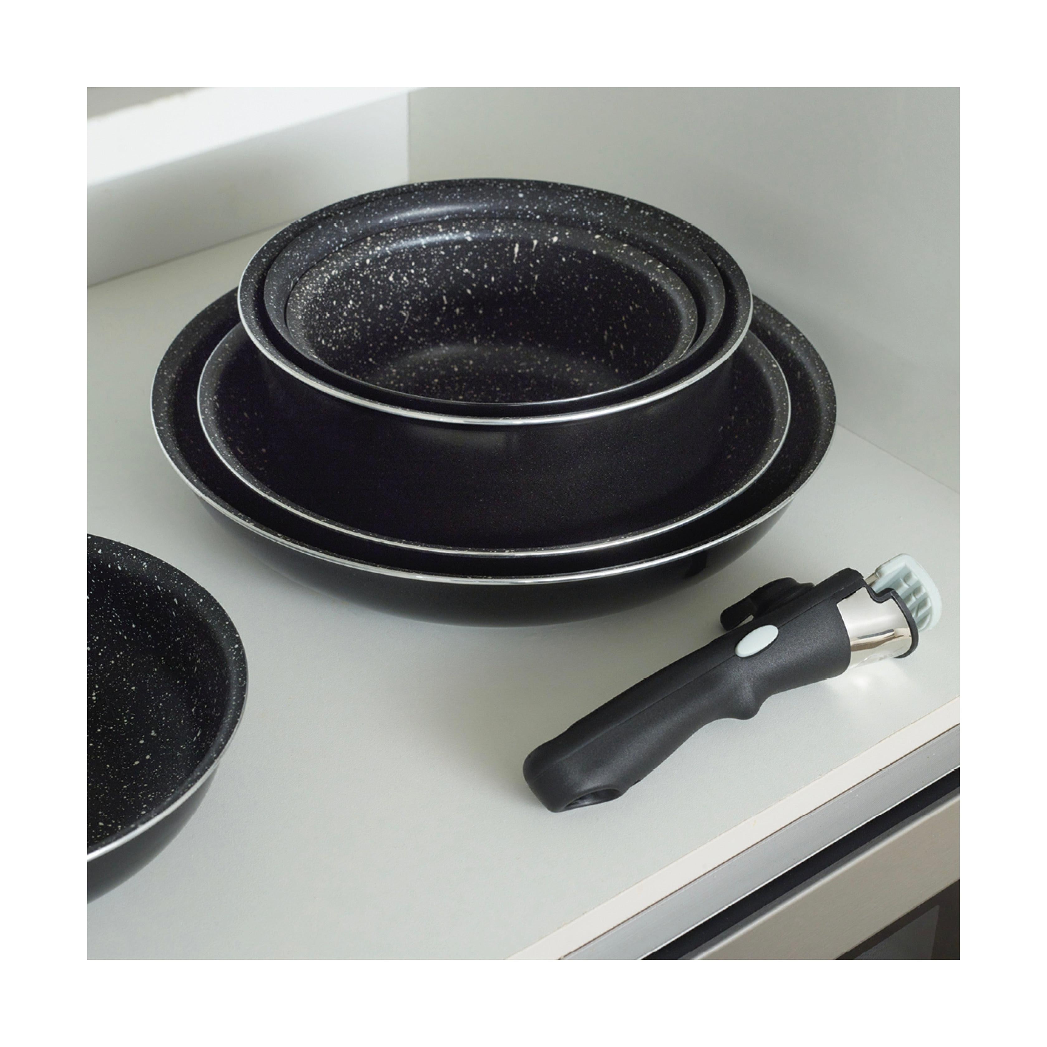 Stackable Cookware Set With Removable Handle 10 Pieces - Pastel Green
