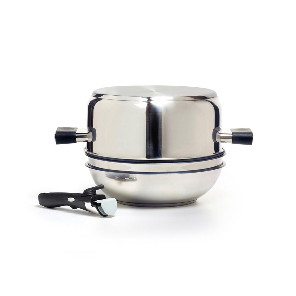 7-Piece Stackable Cookware Set with Removable Handle - Silver