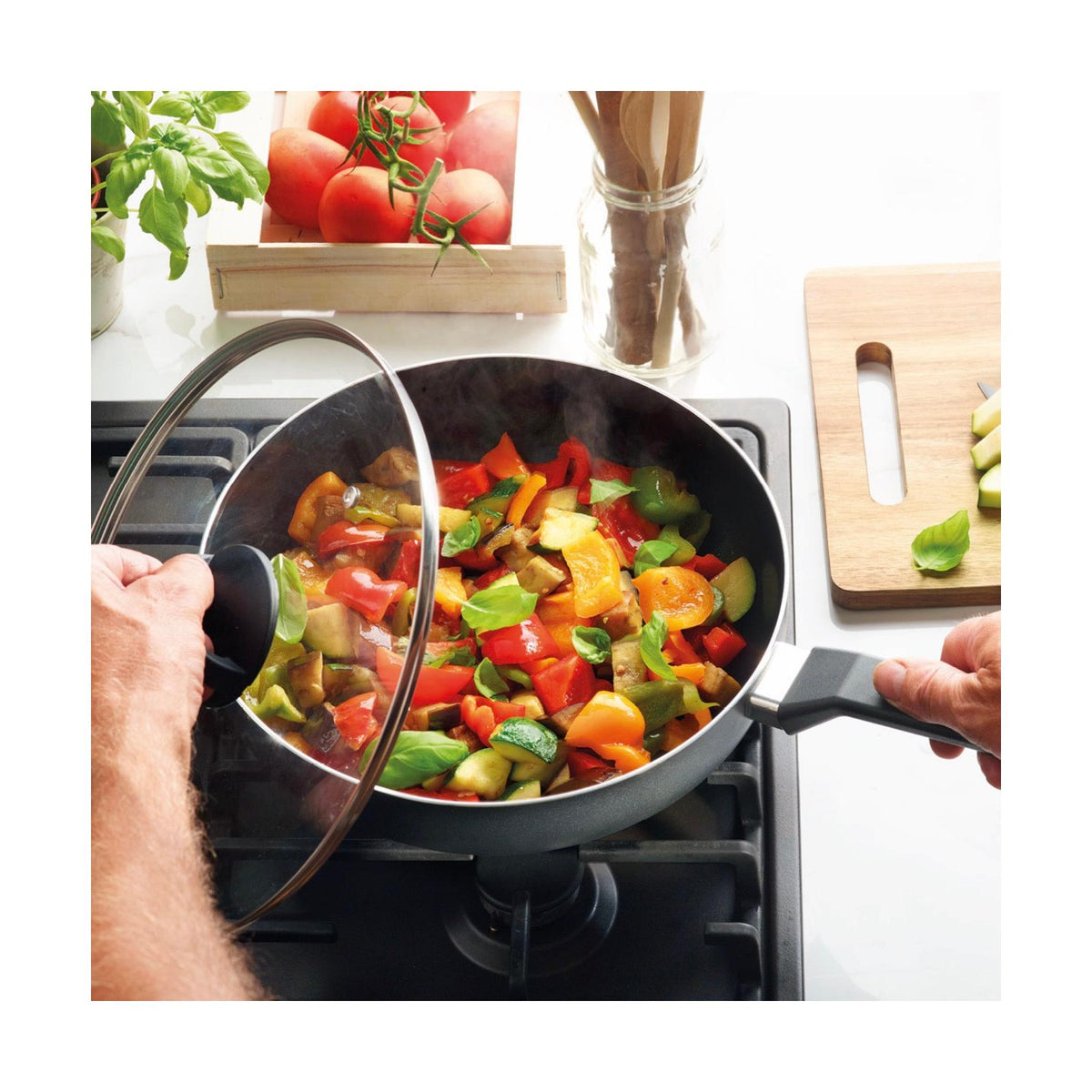 Sauté Pan With Bakelite Handle + Lid - Black