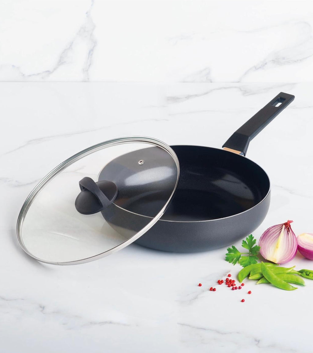 Sauté Pan With Bakelite Handle + Lid - Black