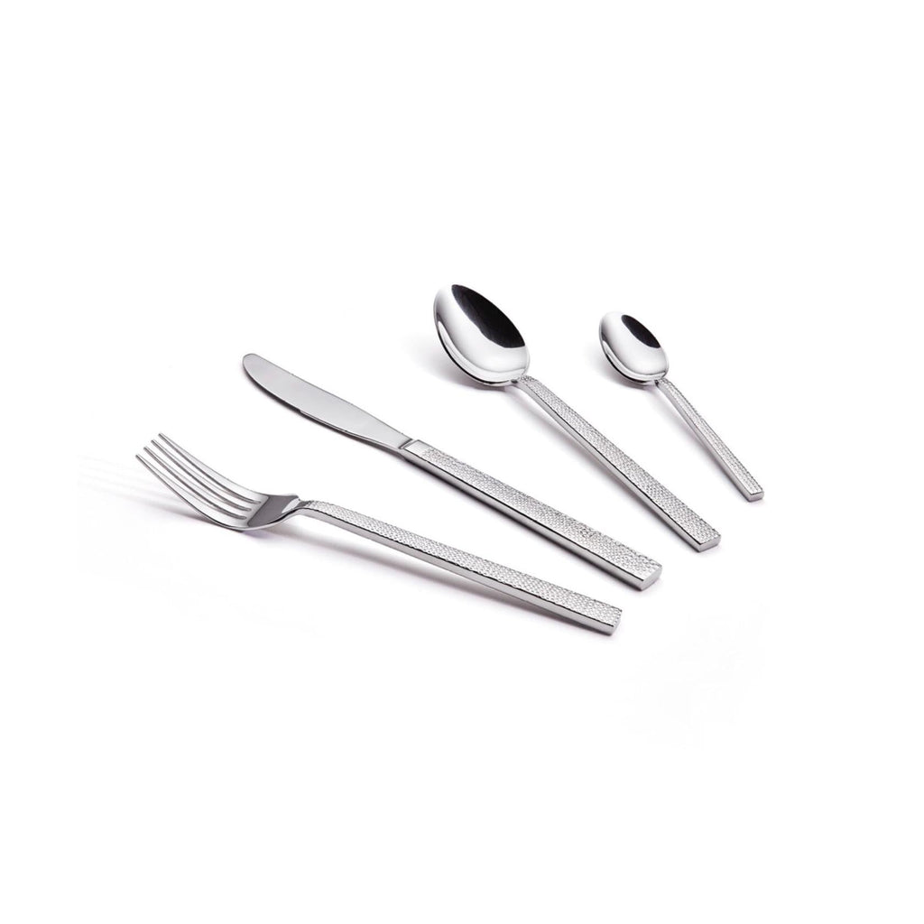 24-Piece Cutlery Set Hammered-Look Handle - Stainless Steel Polished Finish