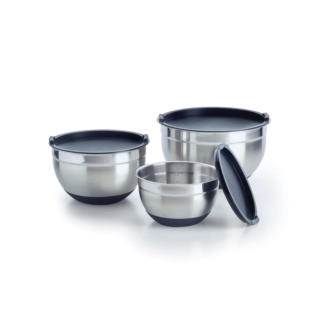 Set of 3 Stainless Steel Mixing Bowls - Silver