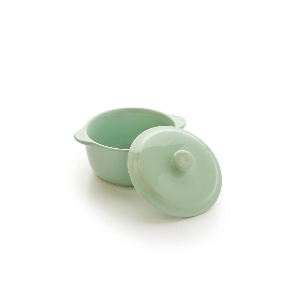 Set of 4 Round Mini Casseroles - Pastel Green