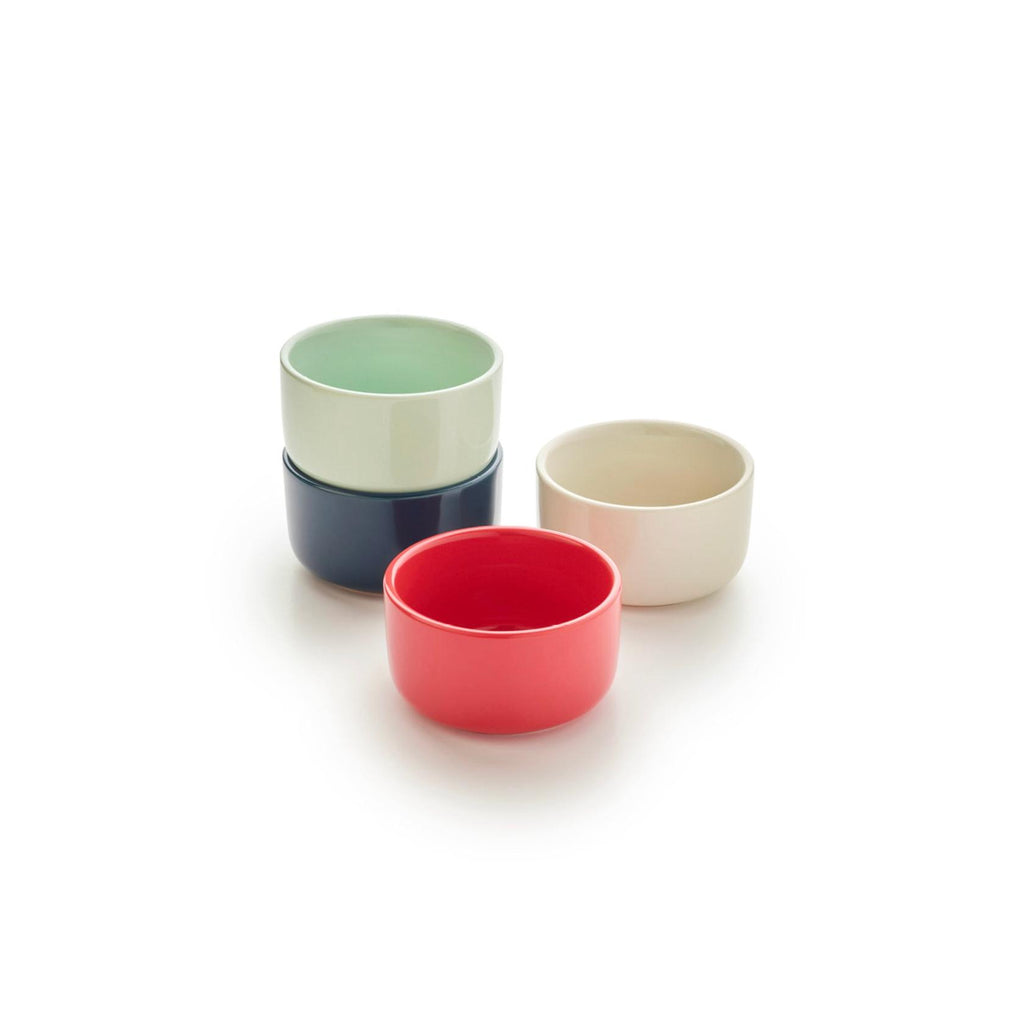 Set med 4 portionsformar - Röd/Crème/Blå/Pastellgrön