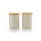 Set med 2 förvaringsburkar med bambulock - Creme