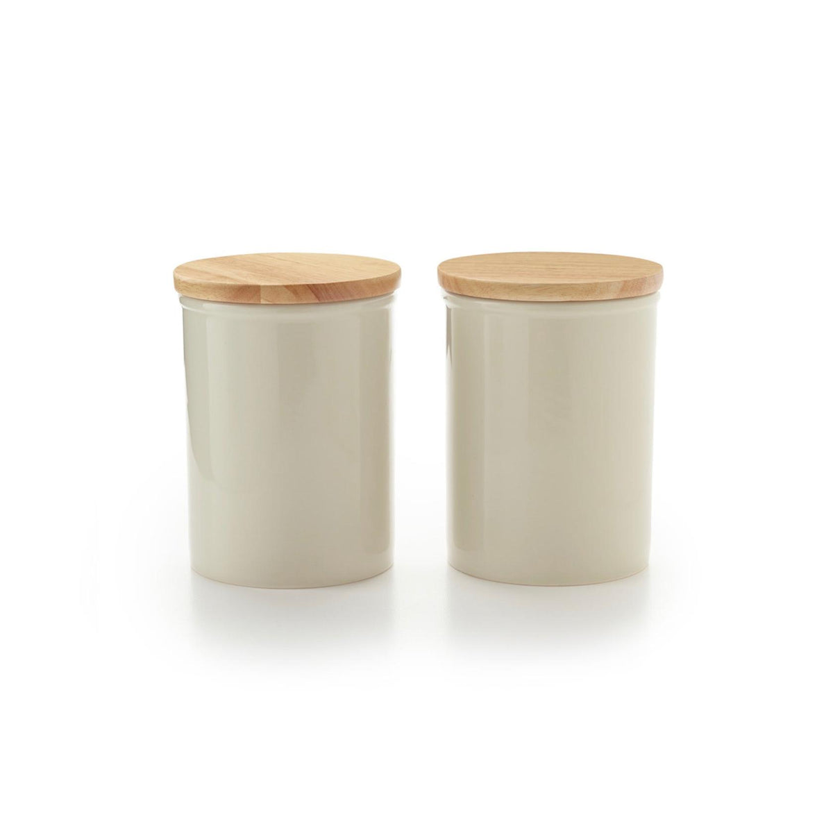 Set med 2 förvaringsburkar med bambulock - Creme
