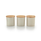 Set med 3 förvaringsburkar med bambulock – Creme