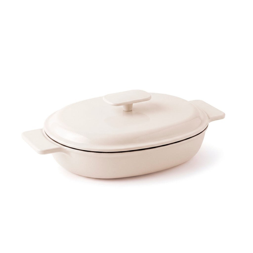 Ovale Cocotte mit Deckel - Crème