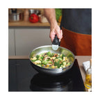 Sæt Med 3 Gryder I Rustfrit Stål + 3 Stegepander Med Non-Stick-Belægning + 1 Aftageligt Håndtag + 3 Si-Låg Med Håndtag I Rustfrit Stål - Sølv/Sort/Rød
