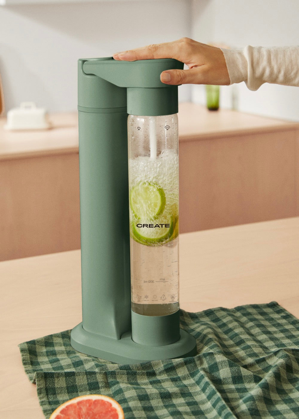 Soda Maker Studio - Machine À Eau Gazeuse + Bouteille 1L - Vert Sauge