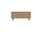 Opera - Low 4-Door Sideboard - Oak Effect and Black Marble Imitation