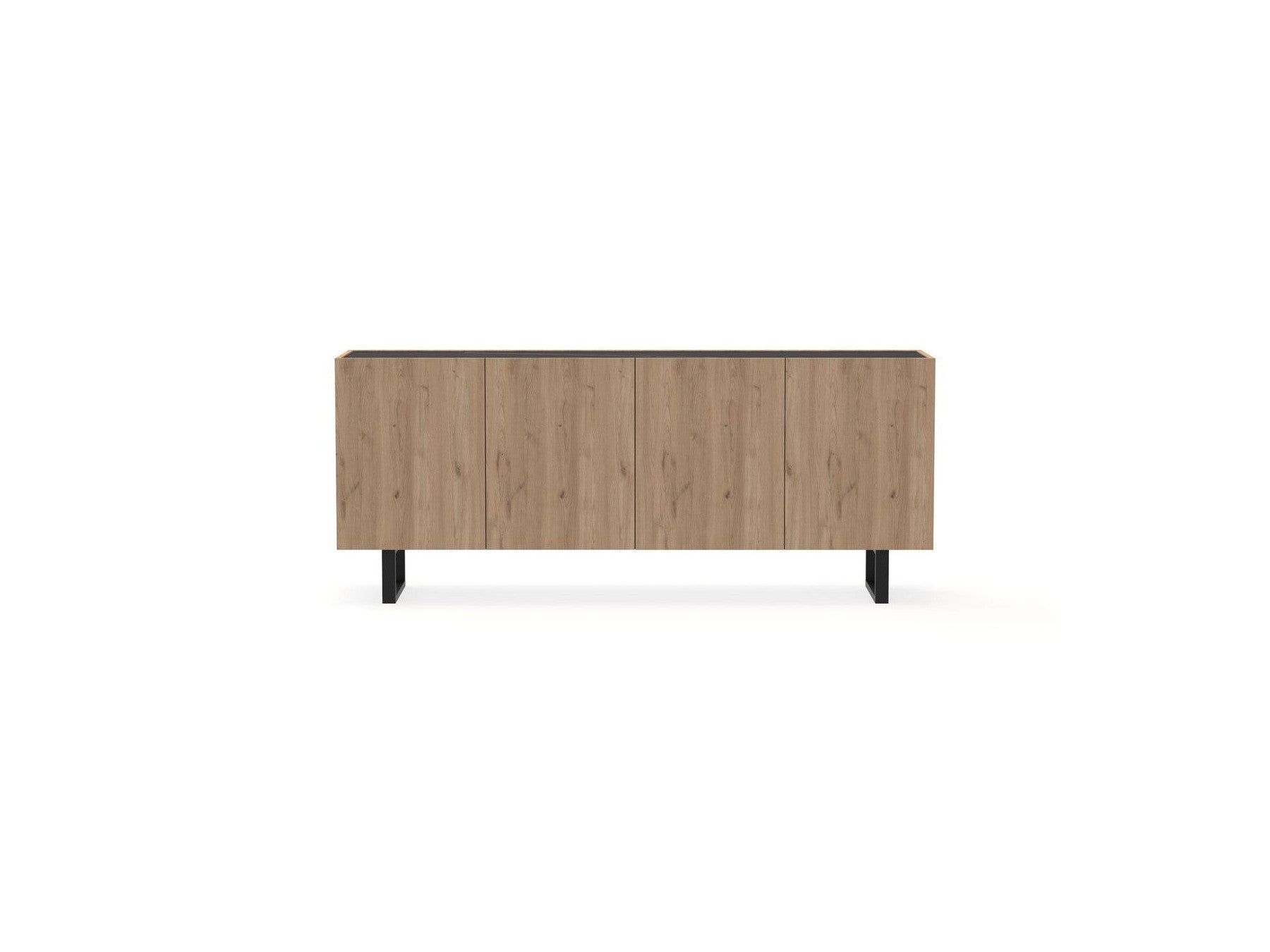 Opera - Low 4-Door Sideboard - Oak Effect and Black Marble Imitation