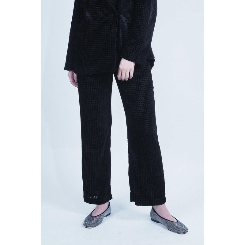 Pantalon Droit Imprimé - Stripe Burnout Noir