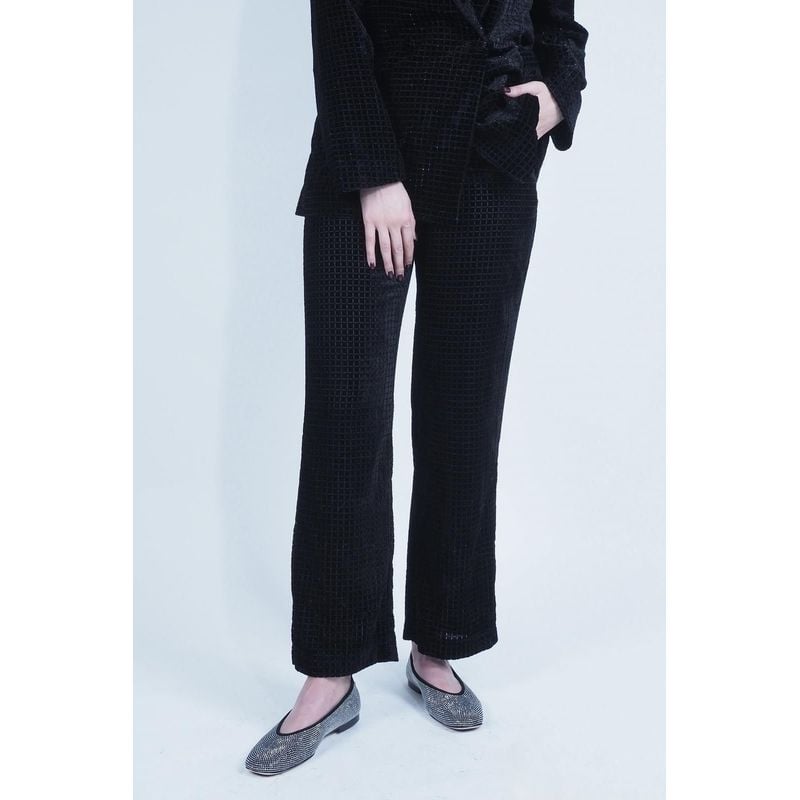 Pantalon Droit Imprimé - Stripe Burnout Noir