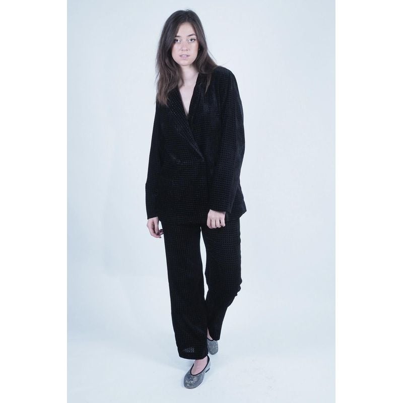 Pantalon Droit Imprimé - Stripe Burnout Noir
