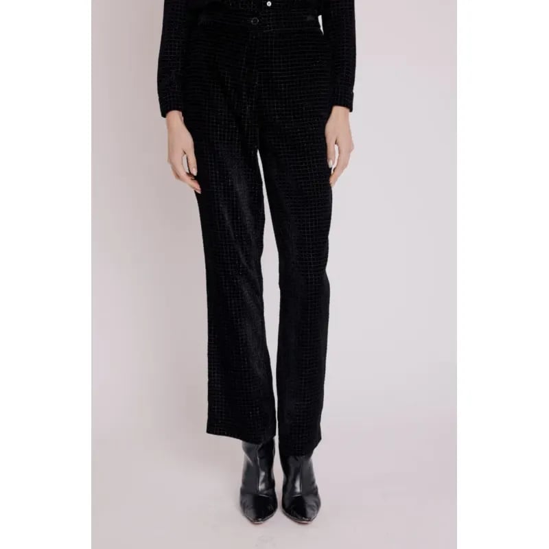 Pantalon Droit Imprimé - Stripe Burnout Noir