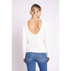 Round Neck Backless T-Shirt - Navy