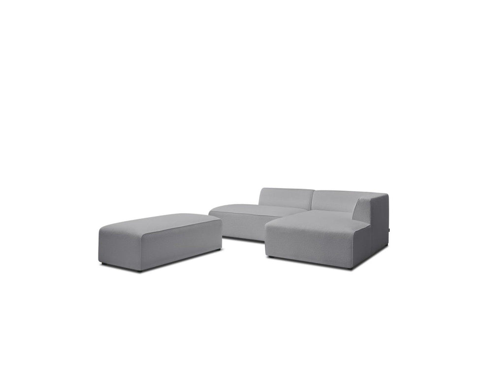 Megeve - Sofá esquinero fijo modular - Tela bouclé - Con puf - Esquina derecha